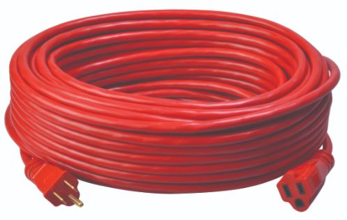 CORD EXTENSION 100' 14/3 125V RED - Cords